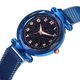 thumbnail image 1 of Reloj de pulsera con correa de malla de aleación de cuarzo y esfera redonda simple para mujer de moda (azul), 1 of 7