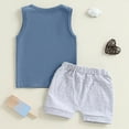 thumbnail image 5 of TOWED22 Baby Toddler Boy Sleeveless Tank Shirt + Adorable Graphic Shorts 2pcs Summer Clothing Casual Outfits Set(Blue,18-24 M), 5 of 5