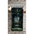 thumbnail image 3 of Ambesonne Gothic Quilted Bedspread Set 2 Pcs, Dark Haunted Castle, Twin Size, Green Grey, 3 of 3