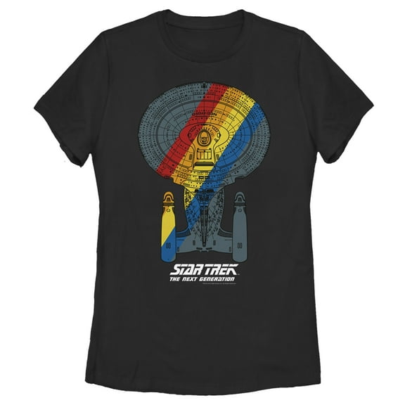 Women's Star Trek: The Next Generation USS Enterprise Rainbow Streak  Graphic Tee Black 2X Large
