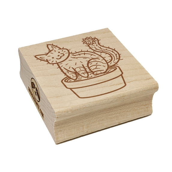 Catcus Cactus Cat Pun Square Rubber Stamp Stamping Scrapbooking Crafting - Large 2.75in