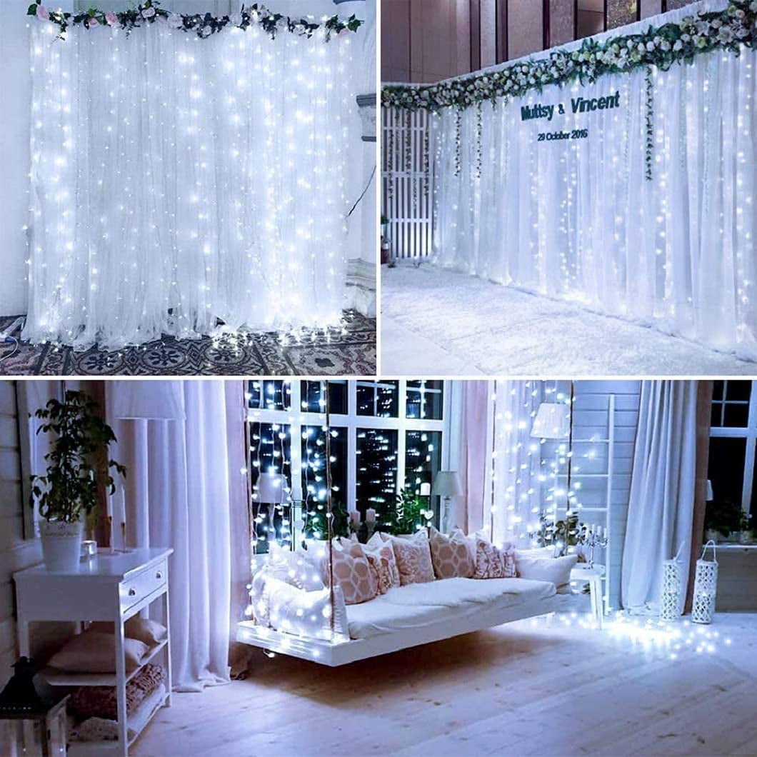 300 LED Window Curtain String Light Wedding Party Garden ,White Light