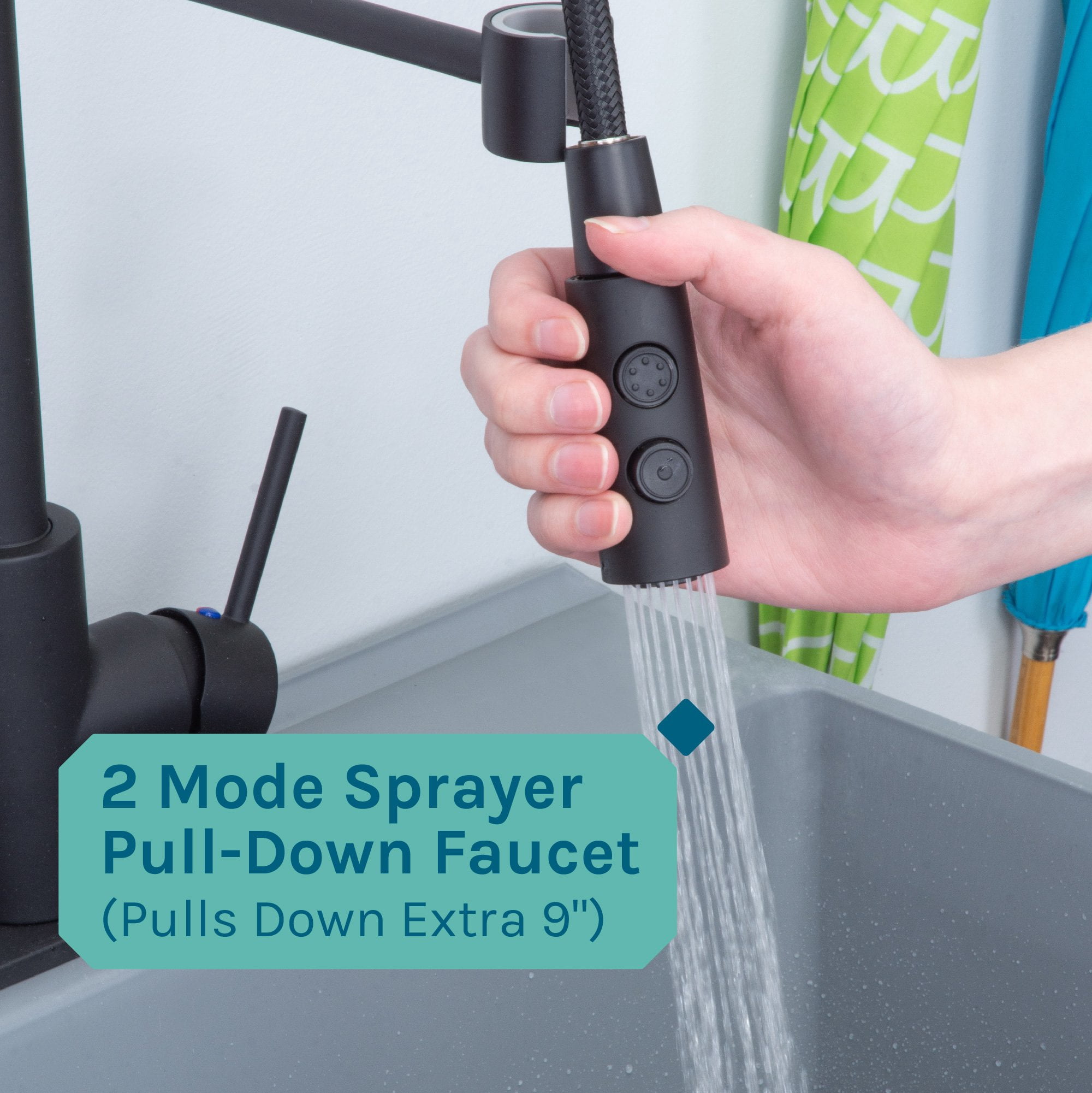 Tehila Grey 19 Gallon Utility Sink with High-Arc Black Coil Pull-Down Faucet