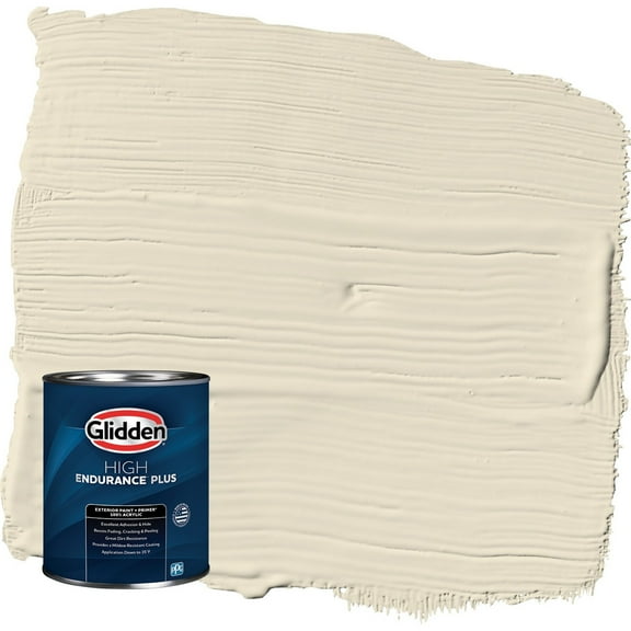 Glidden HEP Sugar Cookie / Off-White Satin Exterior Paint with Primer, 1 Quart