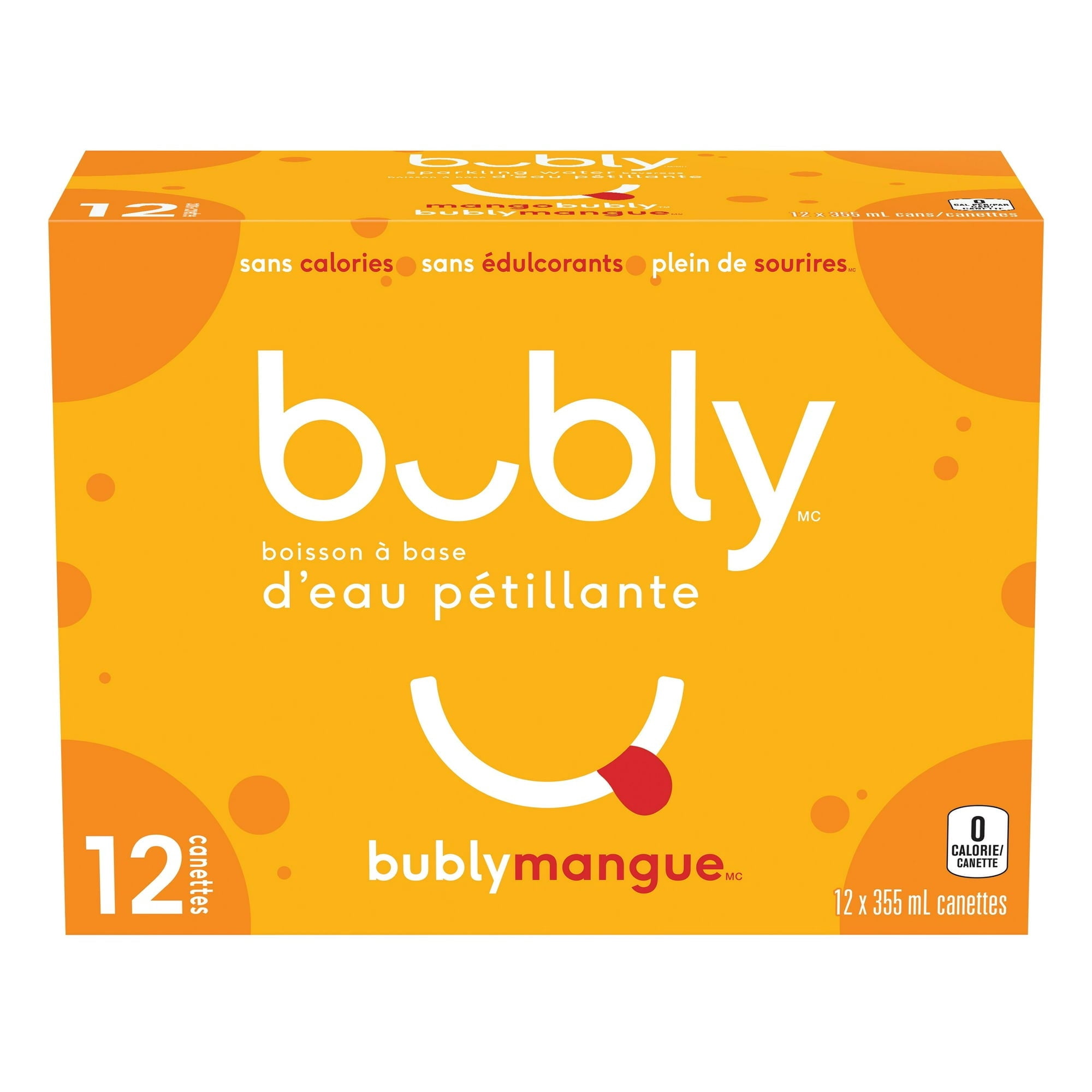 Bubly Mango Sparkling Water Beverage, 12x355ml cans, 4.26L/144 oz