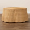 thumbnail image 6 of Pemberly Row Contemporary Bohemian Honey Scallop Rattan Coffee Table, 6 of 7