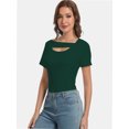 thumbnail image 6 of Womens Summer Short Sleeve T Shirts Knit Slim Fit One Piece Cutout Scoop Neck Going Out Date Night Tops, 6 of 6