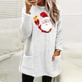 thumbnail image 2 of Viikei Christmas Sweaters for Women Plus Size Women's Round- Neck and Winter Loose Print Pocket Warm Long Sleeve Blouse Tops, 2 of 4