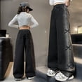 thumbnail image 5 of JLMSPLWG Wide Leg Jeans for Girls Baggy Denim Jeans Girl Daily Wear Bootcut Jean Teen Girls Cute High Waist Solid Color Pants with Pockets Girl's Clothes, 5 of 7