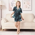 thumbnail image 6 of FORMRS Kids Short Sleeve Top and Pants Pajama Set Unisex Satin 2-Piece Sleepwear, Sizes 13-14Y, Lightning Pattern, 6 of 8