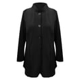 thumbnail image 6 of Women's Stand Collar Coat, Single Breasted Mid-Length Jacket, Slim Fit A-Line Peacoat, Tailored Outerwear, Elegant Long Sleeve Overcoat, Modern Trench Style Black XL, 6 of 7