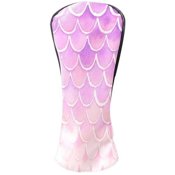 Golf Club Covers, Purple Mermaid Scales Premium PU Leather Driver Hybrid Putter Head Covers with Velvet Lining, Waterproof Golf Gifts for Men Women