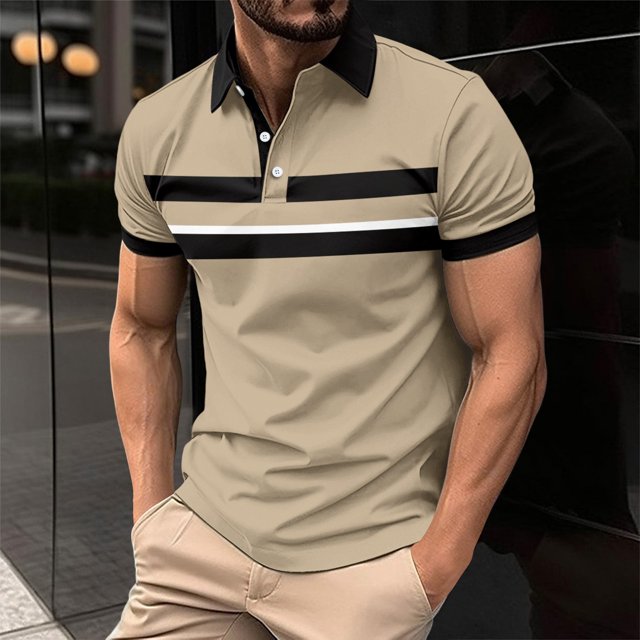 ylioge Mens T Shirts Golf Tees Short Sleeve Button Collared Tshirts Shirt Casual Color-Block Pullover Slim Breathable Workout Tops