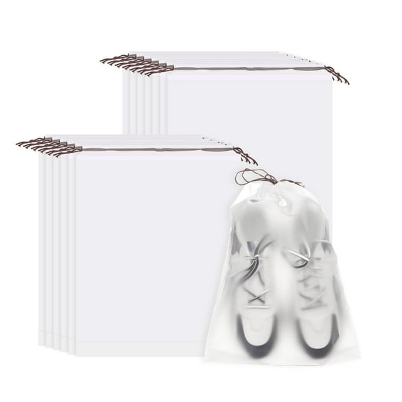 13pcs Transparent Shoe Bags 15.7" x 11.8" Clear PE Waterproof Shoe Bags, White