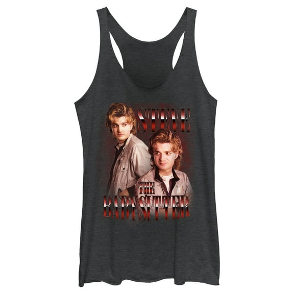 Netflix Women's Stranger Things Steve The Babysitter Racerback Tank Top Black Heather Small
