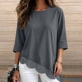 thumbnail image 4 of Hurxie Women's Summer Tops Oversized Lace Trim T Shirts Casual Loose Half Sleeve Asymmetrical Hem Tees Tunic Blouses Dark Gray,L, 4 of 7