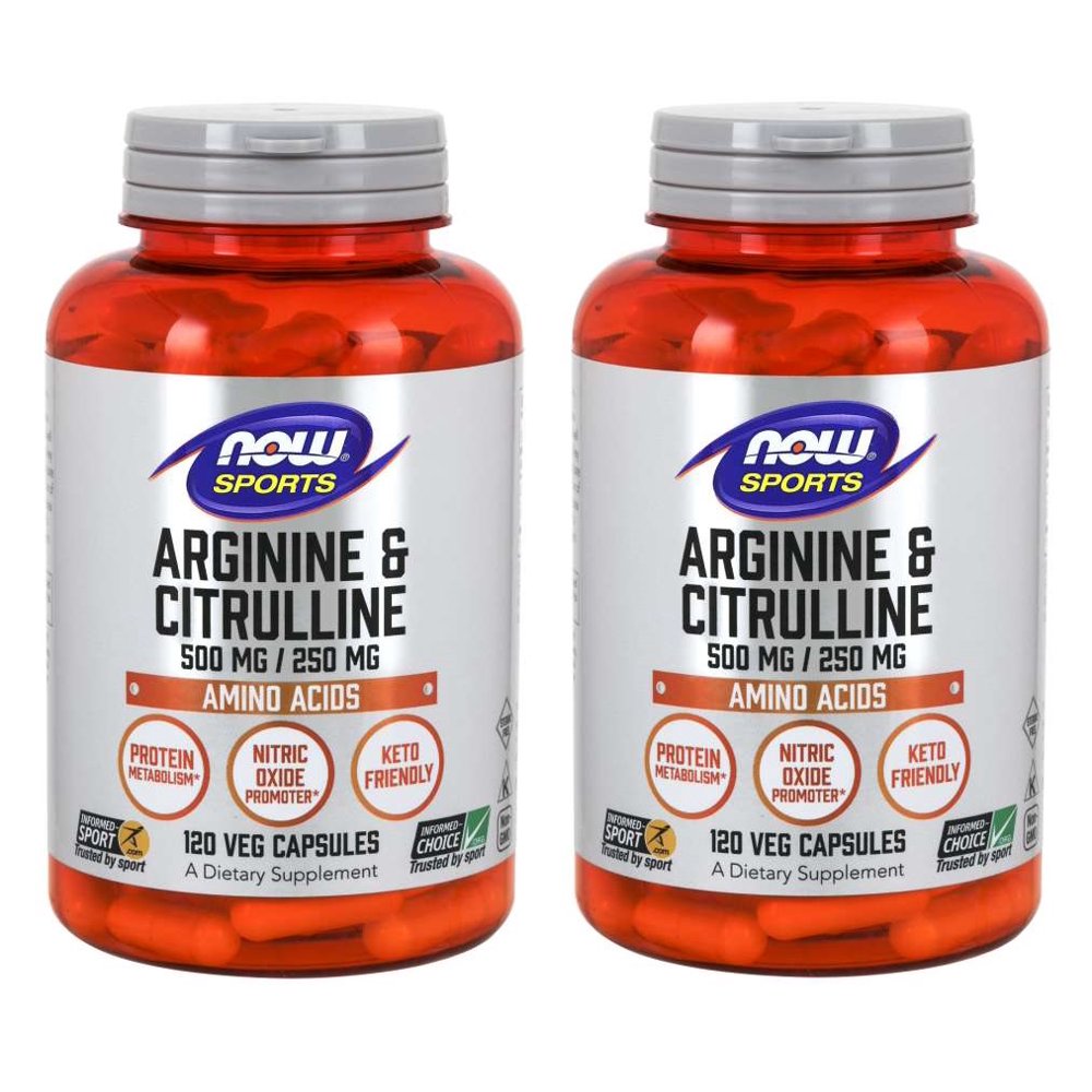 Now Foods Arginine & Citrulline 500/250mg 120 Capsules (Pack of 2
