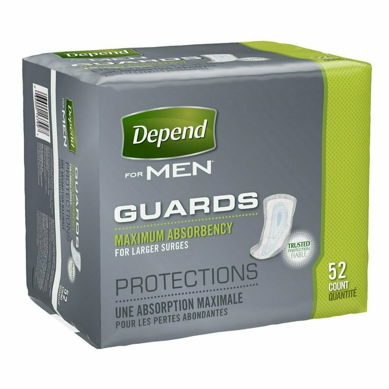 Depend Guards For Men, Maximum Absorbency, Larger Surges, 52ct, 4-Pack 