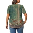 thumbnail image 4 of Womens Plus Size Tunic Tops Summer Short Sleeve V Neck Floral Blouse Casual Loose Fit Pleated Button Down Dressy T Shirts for Work, Travel & Everyday Wear, 4 of 6