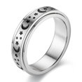 thumbnail image 5 of Anxiety Fidget Spinner Rings for Men Women Moon Star 14K Yellow Gold Spinning Rotate Ring Punk Cool Anti Stress Jewelry, 5 of 8