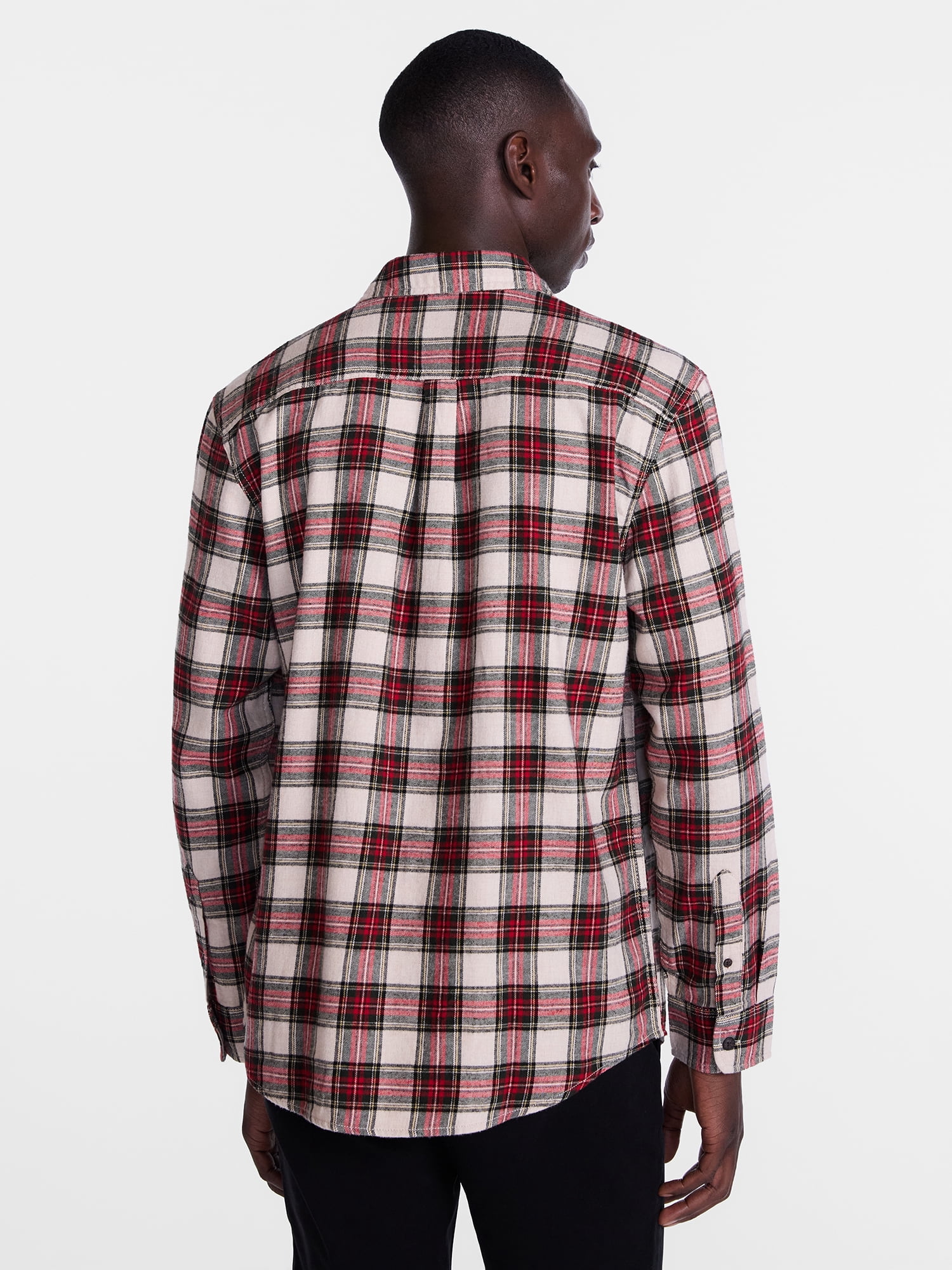 George Men's and Big Men's 100% Cotton Plaid Flannel Shirt with Long Sleeves, Sizes XS-3XL, 2XB-5XB & Tall XLT-3XLT
