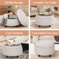 thumbnail image 7 of Malol Fabric Round Storage Ottoman with Storage and Reversible Tray, Multi-Functional Footrest, Sturdy & Stylish Small Coffee Table, Beige, 7 of 7