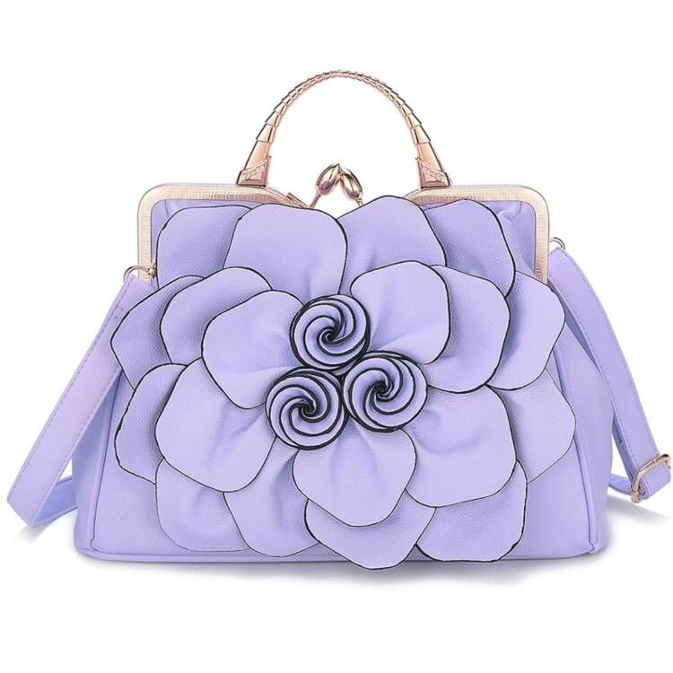 LUOBANIU Women's Evening Clutches Handbags Formal Flower Wedding Purse Party Wristlets Totes Satchel Bags with Strap 9156 Purple