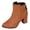 Brown, variant on Women's Retro Suede Ankle Boots Almond Toe Chunky Block Heel Back Zipper Short Booties for Business Work