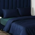 thumbnail image 5 of Zippered Satin Pillow Cases for Hair and Skin, Luxury King Hidden Zipper Pillowcases Set of 2, 20 x 36 Inches, Navy Blue, 5 of 7