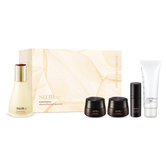 Juego especial de tratamiento avanzado SU:M Secret Essence (2,7 fl oz) (juego de 5 piezas) - Cuidado de la piel de fermentación avanzada para la reducción de arrugas por hidratación. con Activador Cyt