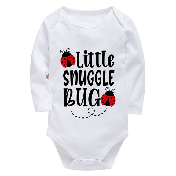 Little Snuggle Bug Infant Onesie Unisex Long Sleeve Baby Girl Romper Bodysuit White Unisex 0-3 Month Clothes