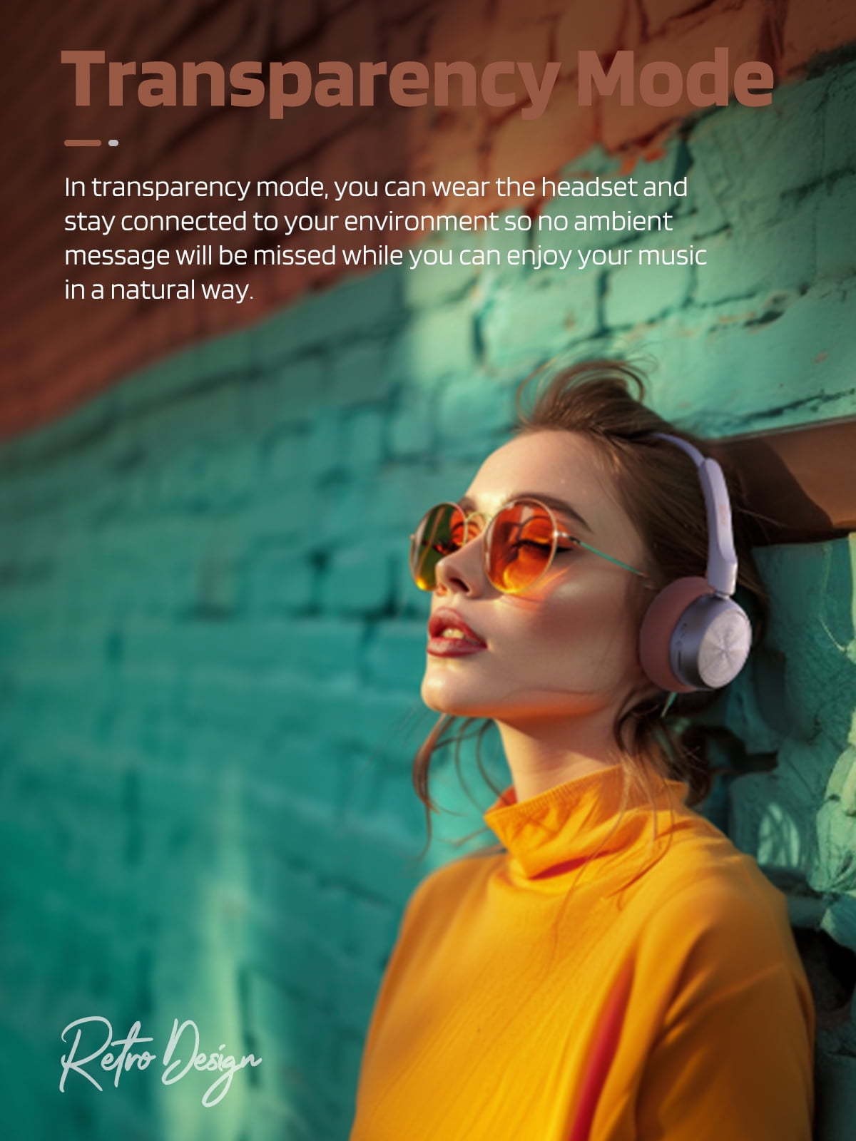 iKF R1 Wireless Retro Wireless Headphones Bluetooth 5.3 APP Custom Sound 60 Hours Playtime Game Mode Noise Isolation Built-in Microphone Throwback 80s 90s Design (Brown)