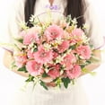 thumbnail image 2 of 1 Bouquet 7 Heads Artificial Flowers in Vase Decor Flower Arrangements Fake Faux Flowers Bouquets in Ceramics Vase Table Centerpieces Holiday Dinning Coffee Room Table Kitchen, 2 of 8