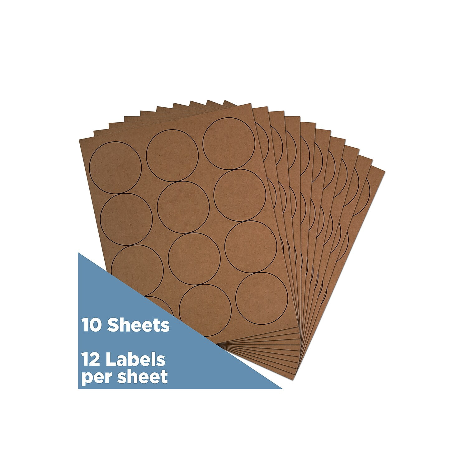 JAM Paper Circle Label Sticker Seals, 2.5 in Diameter, Brown Kraft, 120 Round Labels/Pack