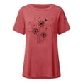 thumbnail image 2 of Mytrendy Women Dandelion Print Short Sleeve Tee Round Neck Baggy Casual Top T-Shirt, 2 of 3