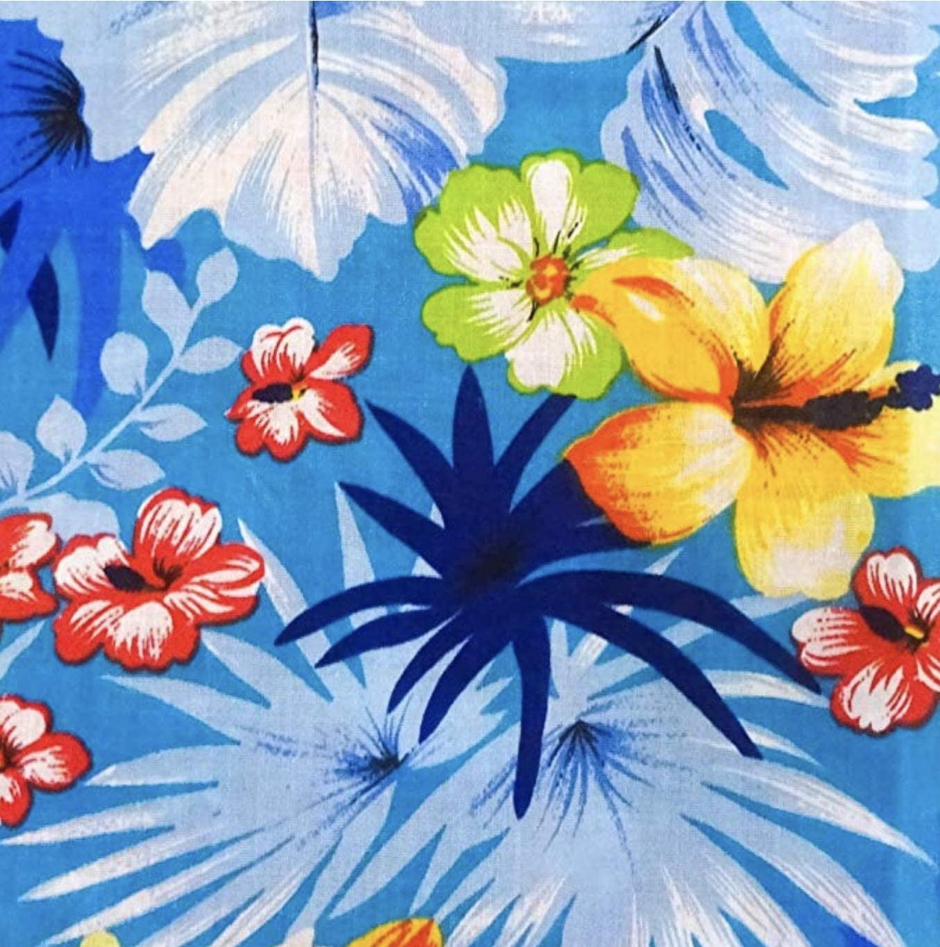 Oil Cloth Yardage TABLECLOTH Craft Hawaiian Fabric BLUE HIBISCUS Island 