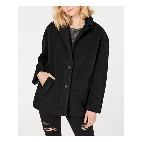 COLLECTIONB Womens Black Pocketed Button Down Winter Jacket Coat Juniors XS