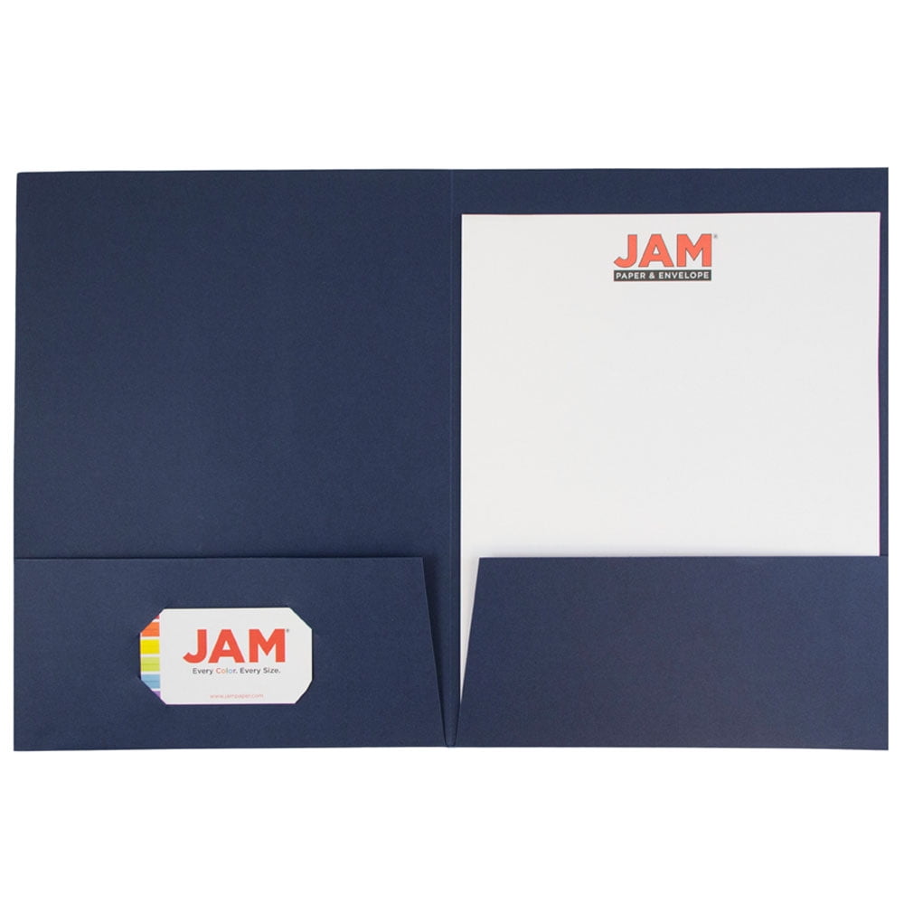 JAM Paper Two Pocket 9 x 12 Matte Folder, Navy Blue, 25/Pack