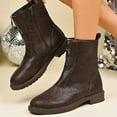 thumbnail image 6 of Ankle Boots for Women Vintage Leather Front Zipper Short Booties Round Toe Casual Riding Boots, 6 of 6