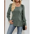 thumbnail image 5 of GXFC Women Fashion Ribbed T-Shirts Long Sleeve Shirts Solid Color Pullover Square Neck Buttons Puff Blouses Spring Fall Casual Loose Fit Tops, 5 of 8