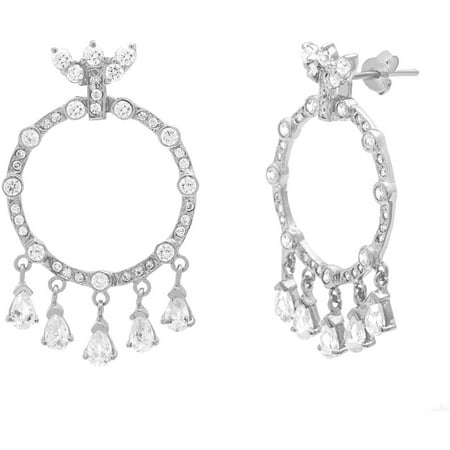 Lesa Michele Cubic Zirconia Sterling Silver Chandelier Earrings