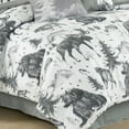 thumbnail image 3 of Chezmoi Collection Denver 7-Piece Southwestern Cabin Lodge Comforter Set, White Black Gray Grizzly Bear Wolves Moose Pine Tree Mountain Printed Microfiber Bedding, California King, 3 of 9