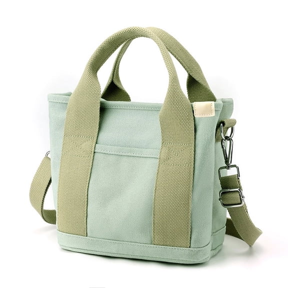Walma90s Women's Large Capacity Canvas Crossbody Bag, Women's Simple Single-Shoulder Tote Bag, Multifunctional Everyday Handbag, with Shoulder Strap,Green