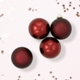 thumbnail image 2 of Northlight 2-Finish Glass Christmas Ball Ornaments - 4" (100mm) - Burgundy - 4ct, 2 of 6