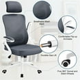 thumbnail image 3 of REKHH  Ergonomic Mesh Office Chair, High Back Desk Chair with with flip-up Armrests, Adjustable Padded Headrest Computer Chair with Lumbar Support for Home Oiffce Game Room,White/Gray, 3 of 7