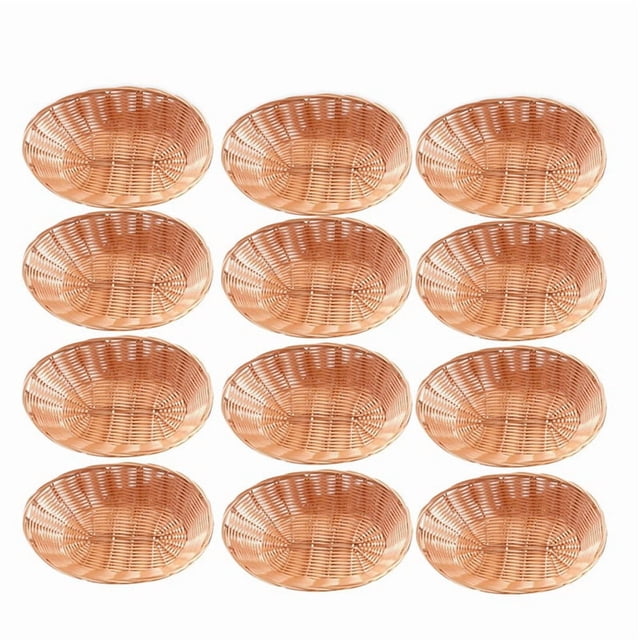 Paquete de 12 Cestas Ovaladas Plástico, Pan Vacías, Almacenamiento Alimentos A Granel, Mimbre Plástico para Servir en la Cocina
