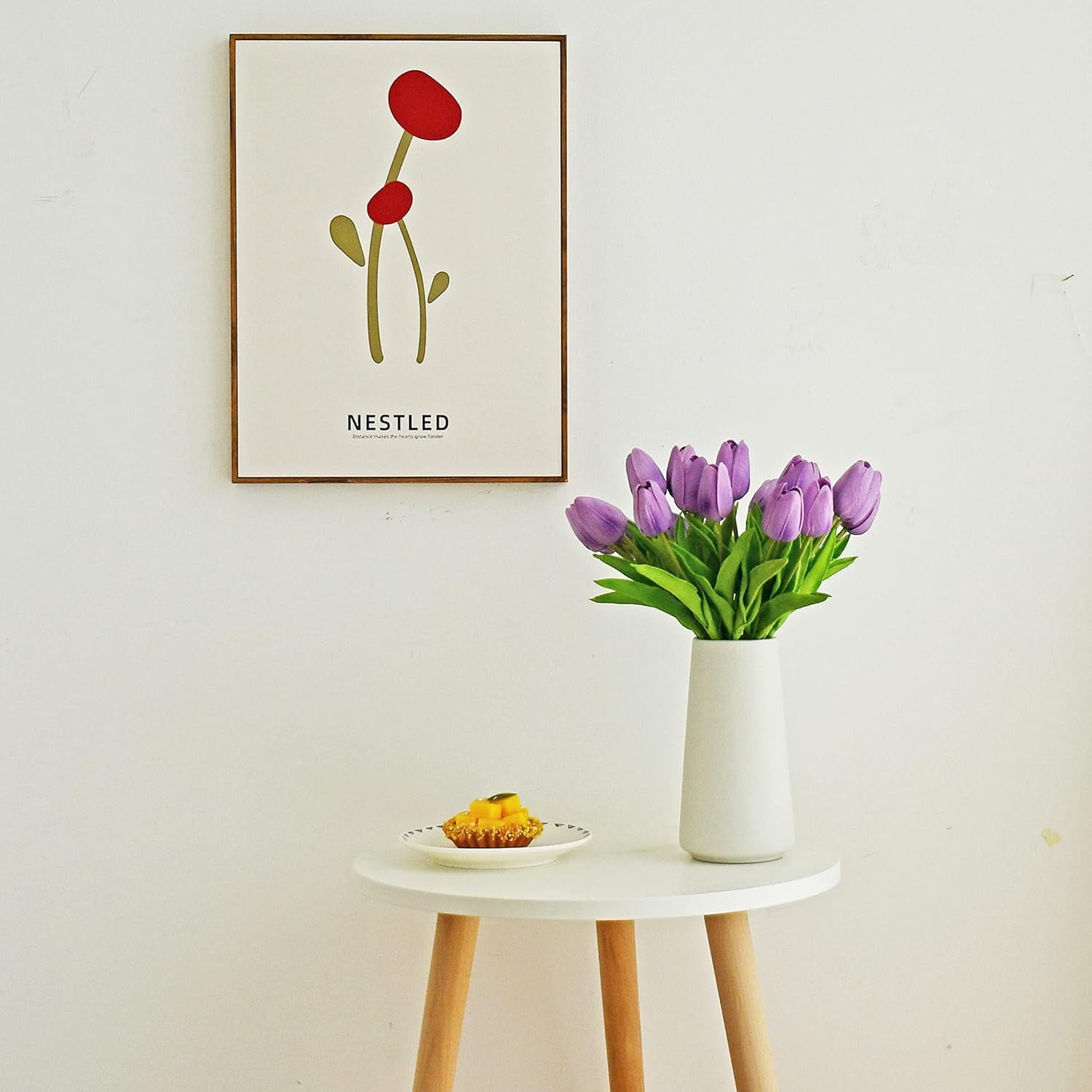 10pcs Light Purple Artificial Tulip Flowers with Soft Latex Materials for Home & Kitchen Decoration