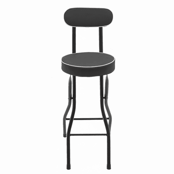 LRAIN Cushioned Folding Stool Set of 2, Tall Collapsible Stools with Backrest, Portable Counter Height Chairs for Kitchen Island Cafe Bar Dining, Black