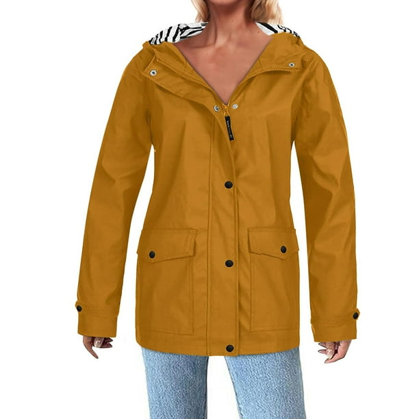 Chaquetas y abrigos casuales con capucha de manga larga, chaqueta impermeable sólida para mujer, chaquetas para exteriores, impermeable con capucha, abrigo a prueba de viento para mujer