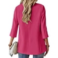 thumbnail image 4 of BODOAO Women's Ruched 3/4 Sleeve Blazer Lightweight Slim Fit Jacket with Padded Shoulders, Business Casual Open Front Work Office Layering Suit Coat for Daily Outfits and Meetings Hot Pink 2XL, 4 of 9